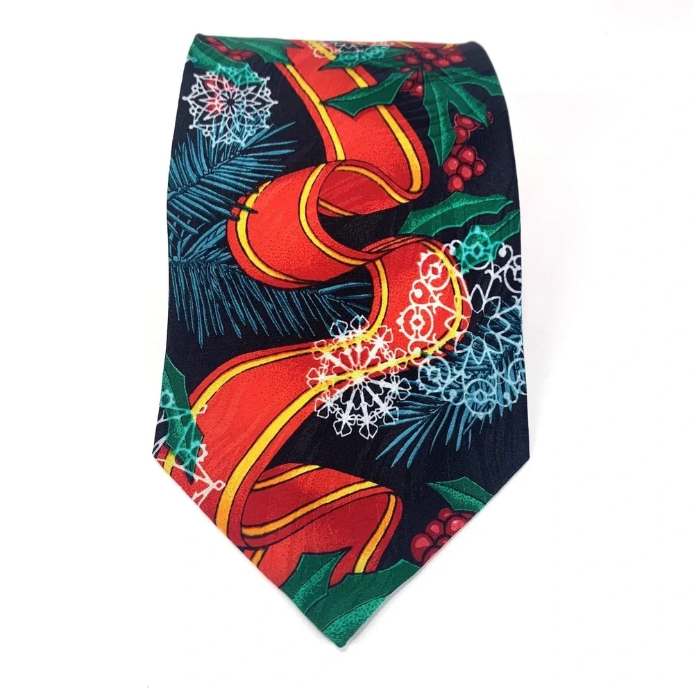 Rush Limbaugh No Boundaries Mens‎ Tie Green & Red Christmas Holiday 100% Silk
